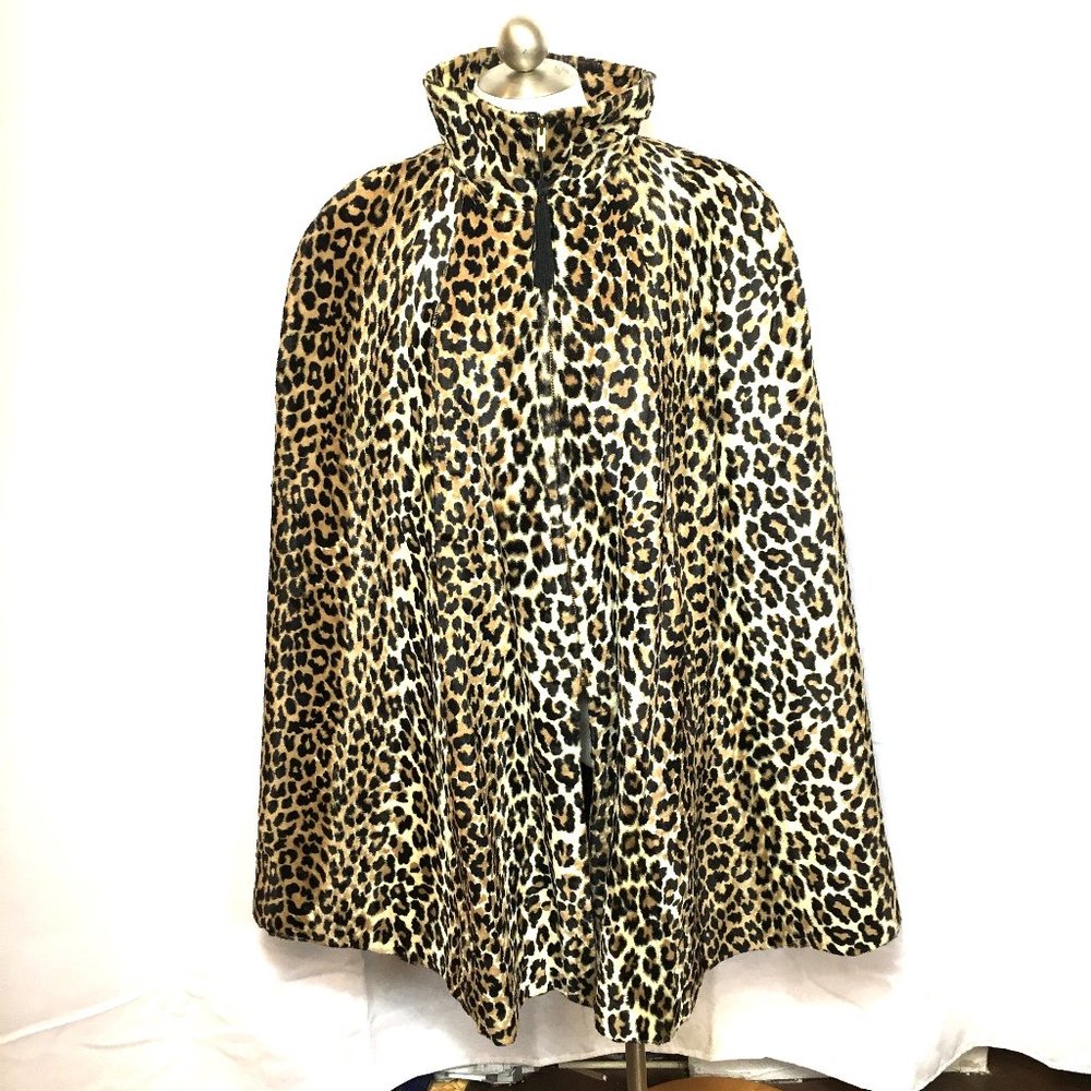 60’s Poncho Faux Leopard Cheetah Fur Mod Cape Vtg